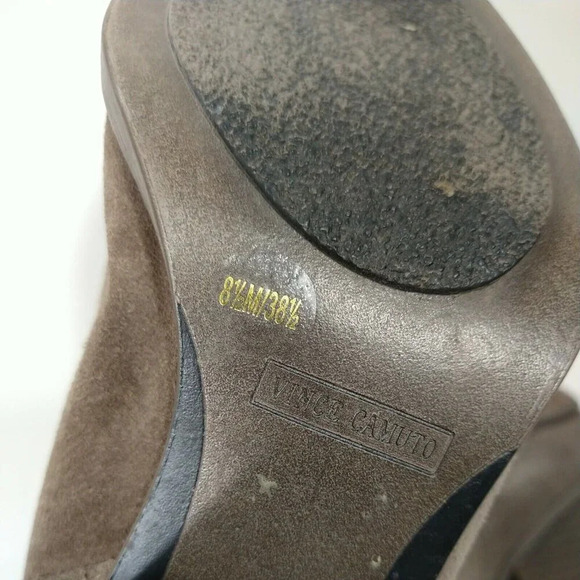 Vince Camuto Booties Suede Leather Women Size 8.5 Brown Zip Closure Block Heel - Picture 7 of 10